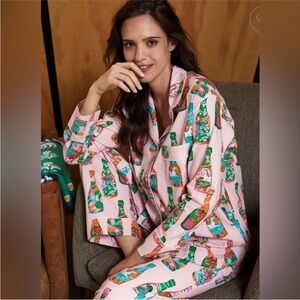 NWT Printfresh Pop the Bubbly Long Sleeve PJ Set Large Pink